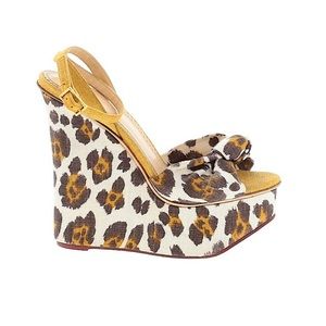 Charlotte Olympia Linen / leather platform wedges